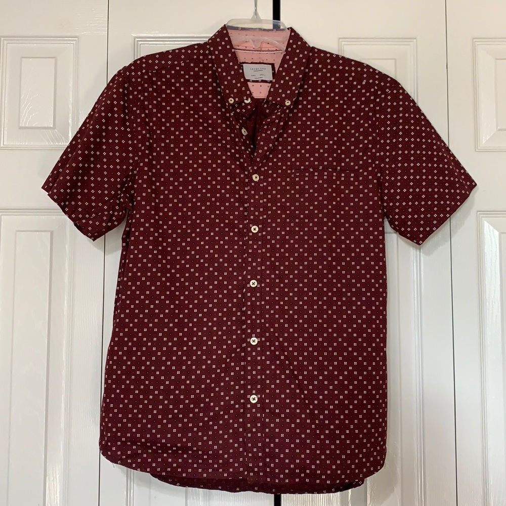 Maroon Button Down Short Sleeve